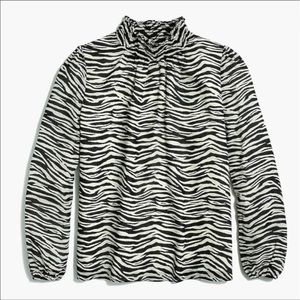 J. Crew Zebra long-sleeve mockneck top